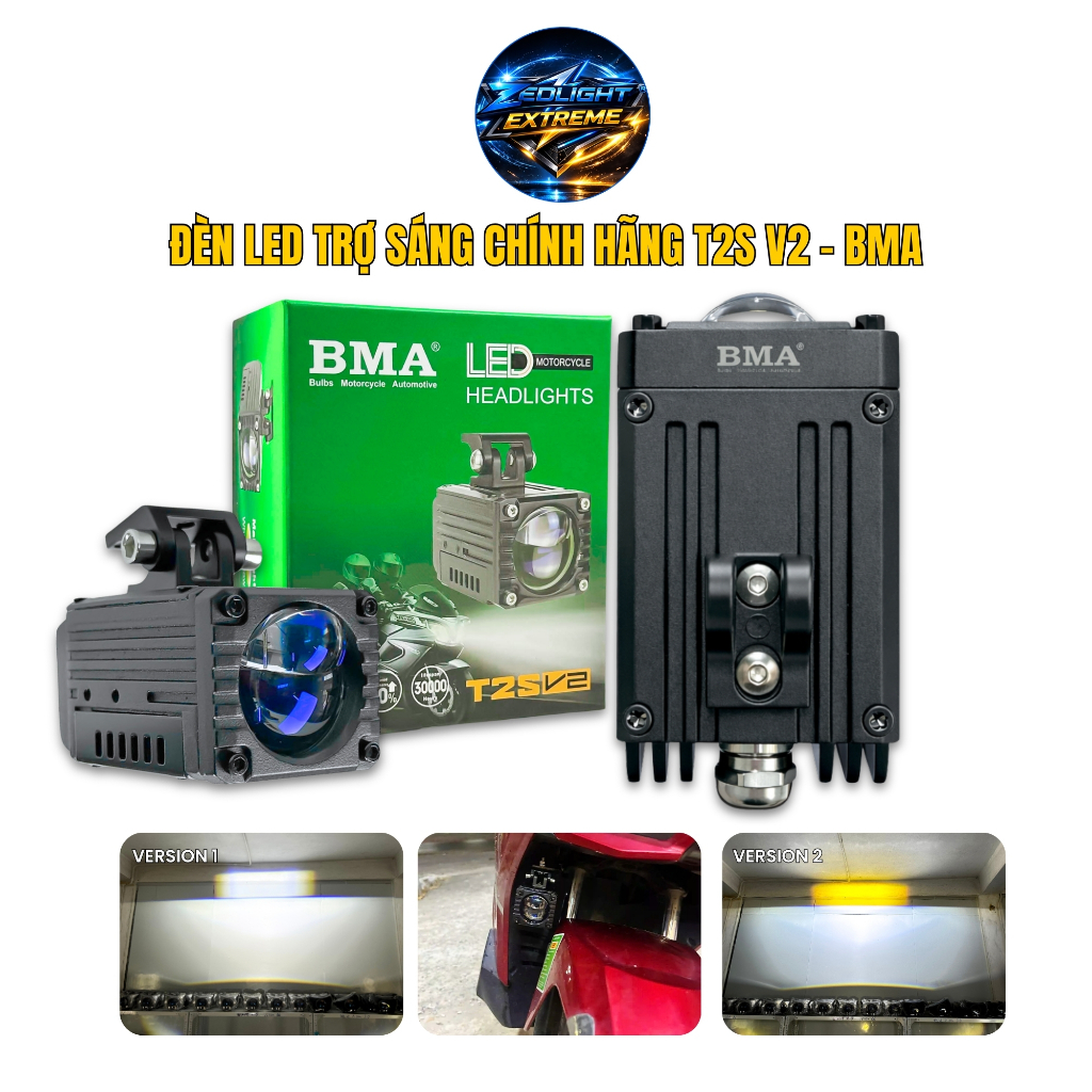 Đèn Trợ Sáng Bi Cầu T2S V2 BMA - Ánh Sáng Thế Hệ Mới Hoàn Hảo, Sắc Nét, Chống Nước IP68, Lắp Xe Tải,