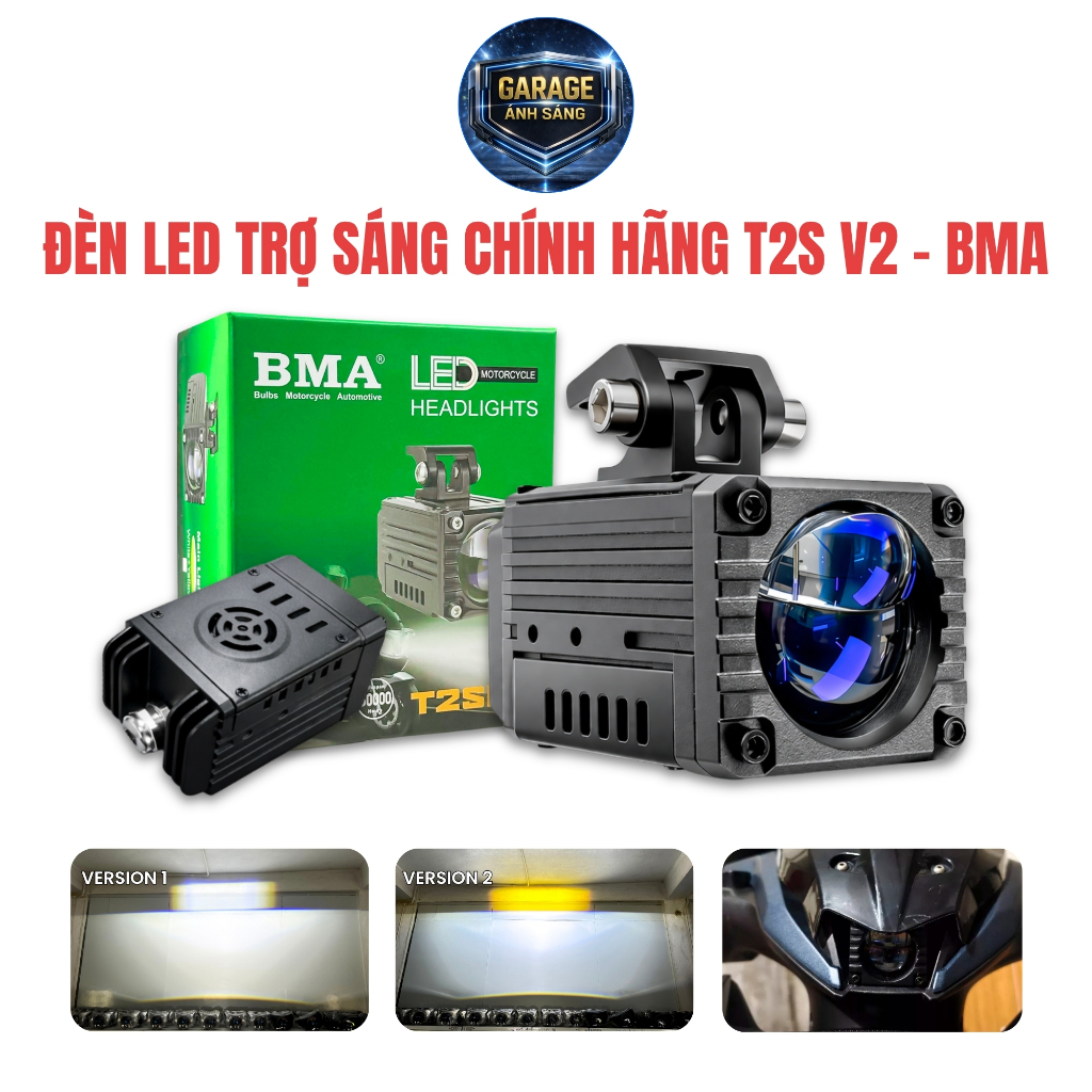 Đèn Trợ Sáng T2S V2 BMA (New 2026) - Ánh Sáng Mới, Đường Cắt Đẹp, Chống Chói, Chống Nước IP68 Xe Tải