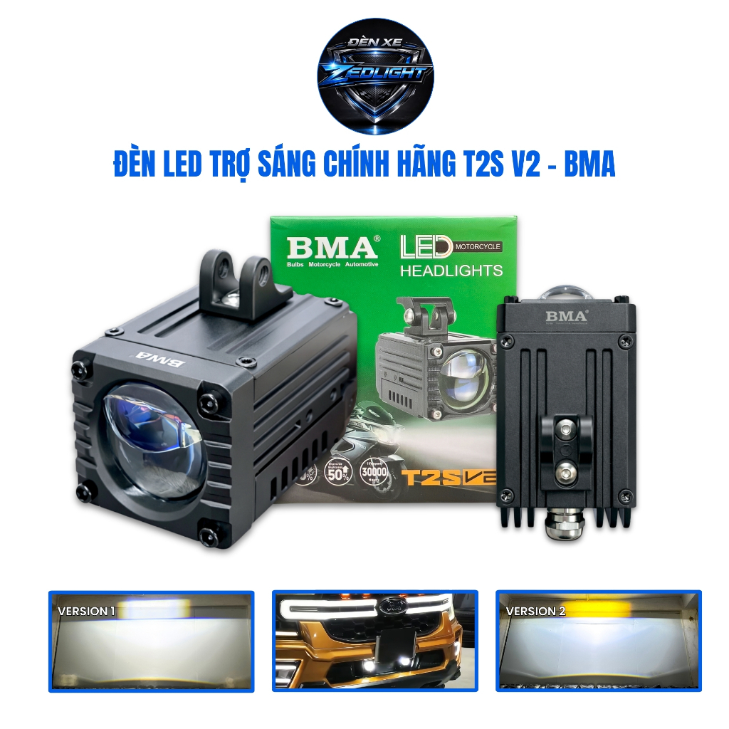 Đèn Trợ Sáng Bi Cầu T2S V2 BMA - Ánh Sáng Hoàn Hảo, Sắc Nét, Chống Nước IP68, Lắp Xe Tải, Oto, Xe Má