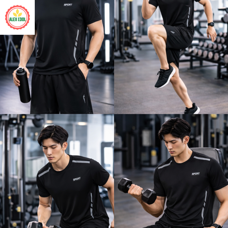 Alex cool Đồ Bộ Quần Áo Thể Thao Nam Mùa Hè Chất Thun Lạnh Co Giãn 4 Chiều Gía rẻ Alex cool 016 Alex