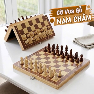 Bộ Cờ Vua Bằng Gỗ Có Nam Châm, Cho Bé Chơi Cờ Vua Phát Triển Trí Thông Minh