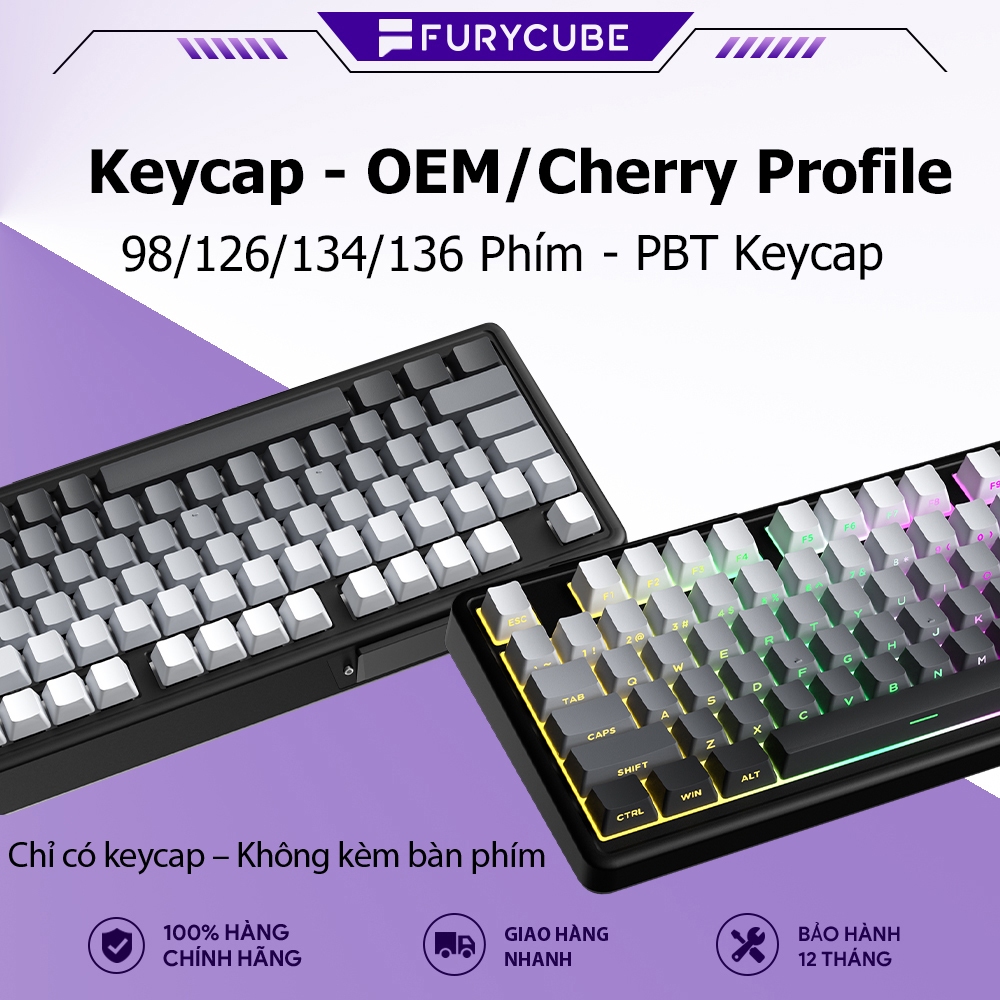 Keycap Contour ZIFRIEND Xuyên LED Đường Viền, 98/126/134/136 Phím OEM/Cherry Profile, PBT Keycap