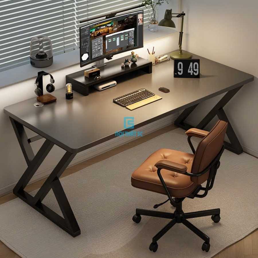 Bàn gaming bàn làm việc Double X Nội Thất 5C chân sắt hộp sơn tĩnh điện 2x4cm, mặt gỗ công nghiệp md