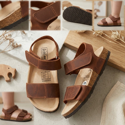 Sandal đế trấu Birken Trẻ em BIOLINE Da Bò Quai Ngang Unisex Dành cho Bé trai và Bé gái - DTE.15