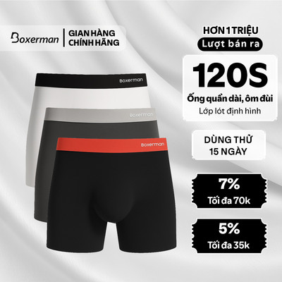 Combo 3 Quần lót nam thoáng khí boxer Brief - 3D PRO Boxerman,Quần sịp cho nam đùi ép nhiệt định hình, ôm body