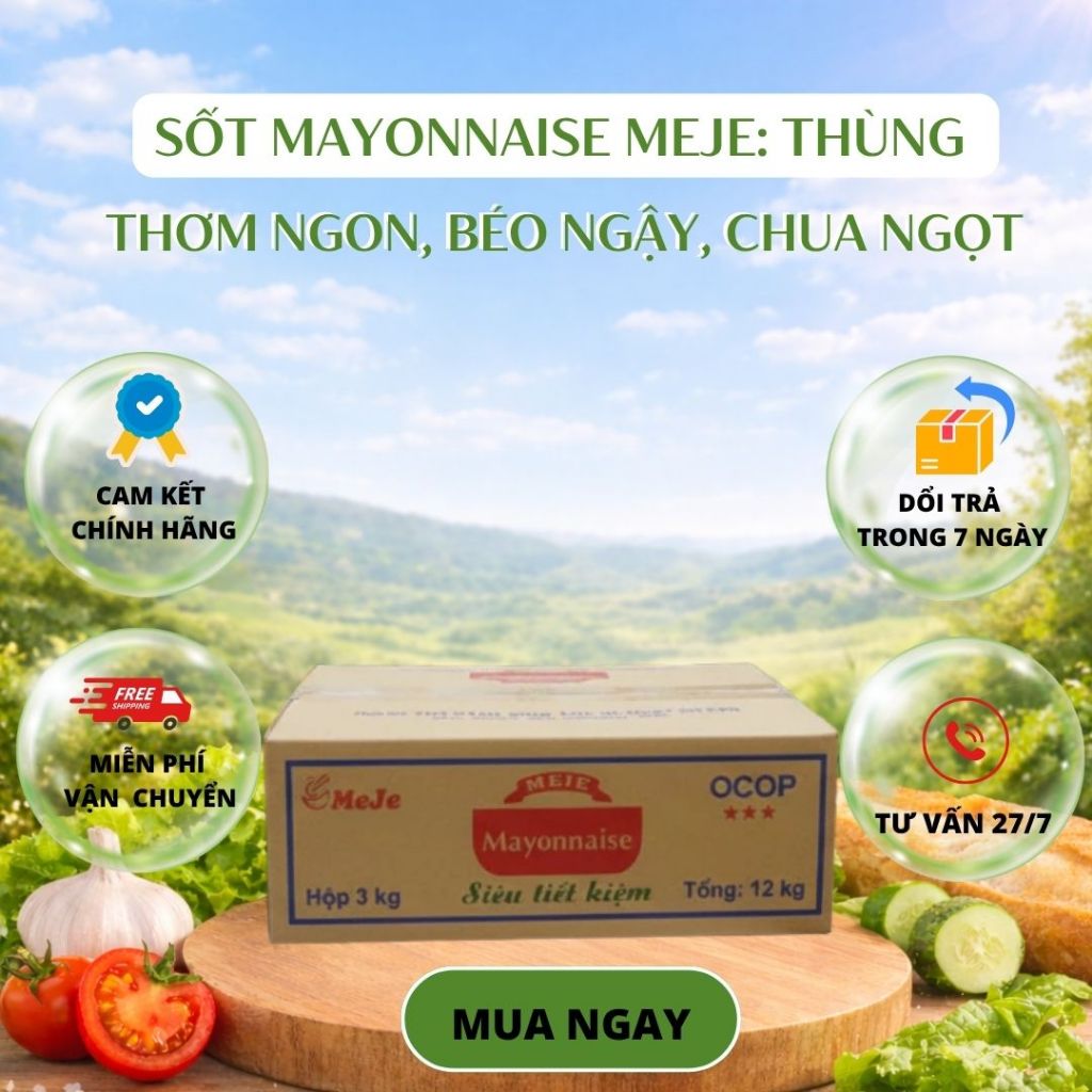 Thùng sốt mayonnaise Meje 3kg (4 bịch 3kg )