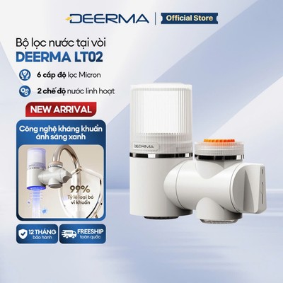 Bộ lọc nước tại vòi Deerma LT02 ánh sáng xanh, lọc khuẩn, an toàn cho sức khỏe - Bảo hành 12 tháng