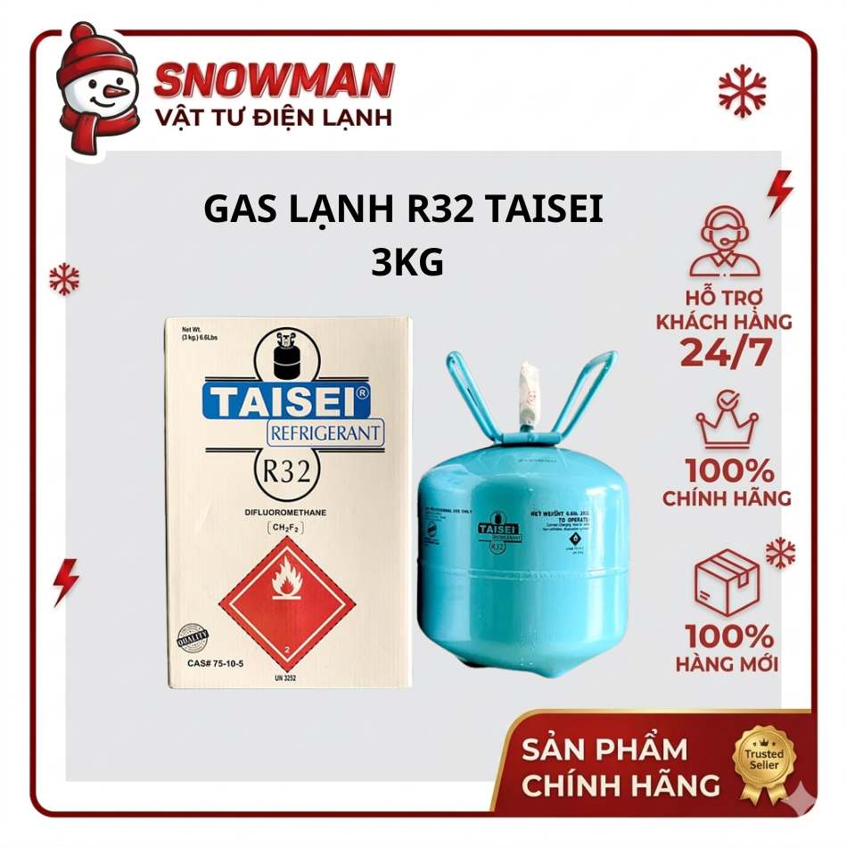 Gas Lạnh R32 Taisei 3KG – Môi Chất Làm Lạnh Cho Máy Lạnh Inverter, Hiệu Suất Cao, Tiết Kiệm Năng Lượ