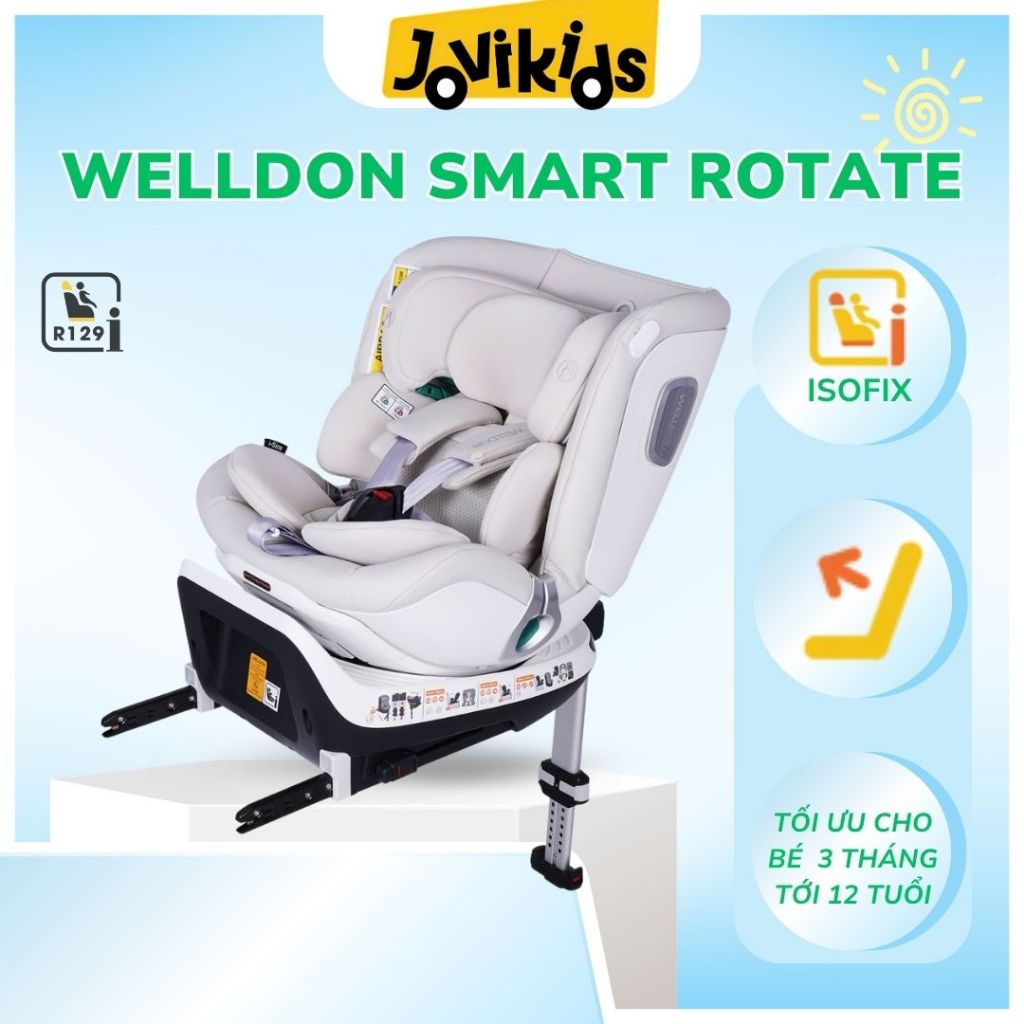 Ghế ô tô trẻ em Jovikids Welldon Smart Rotate 2 Pro+ xoay 360 độ (40-125cm) chuẩn i-Size Jovikids