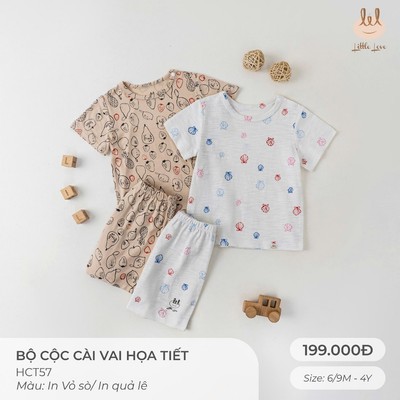 BỘ CỘC CÀI VAI HỌA TIẾT LIL LITTLE LOVE  [ SIÊU MỀM, MÁT, MỊN CO DÃN VÀ THẤM HÚT TỐT] SZ 6/9M - 4Y (HCT57)