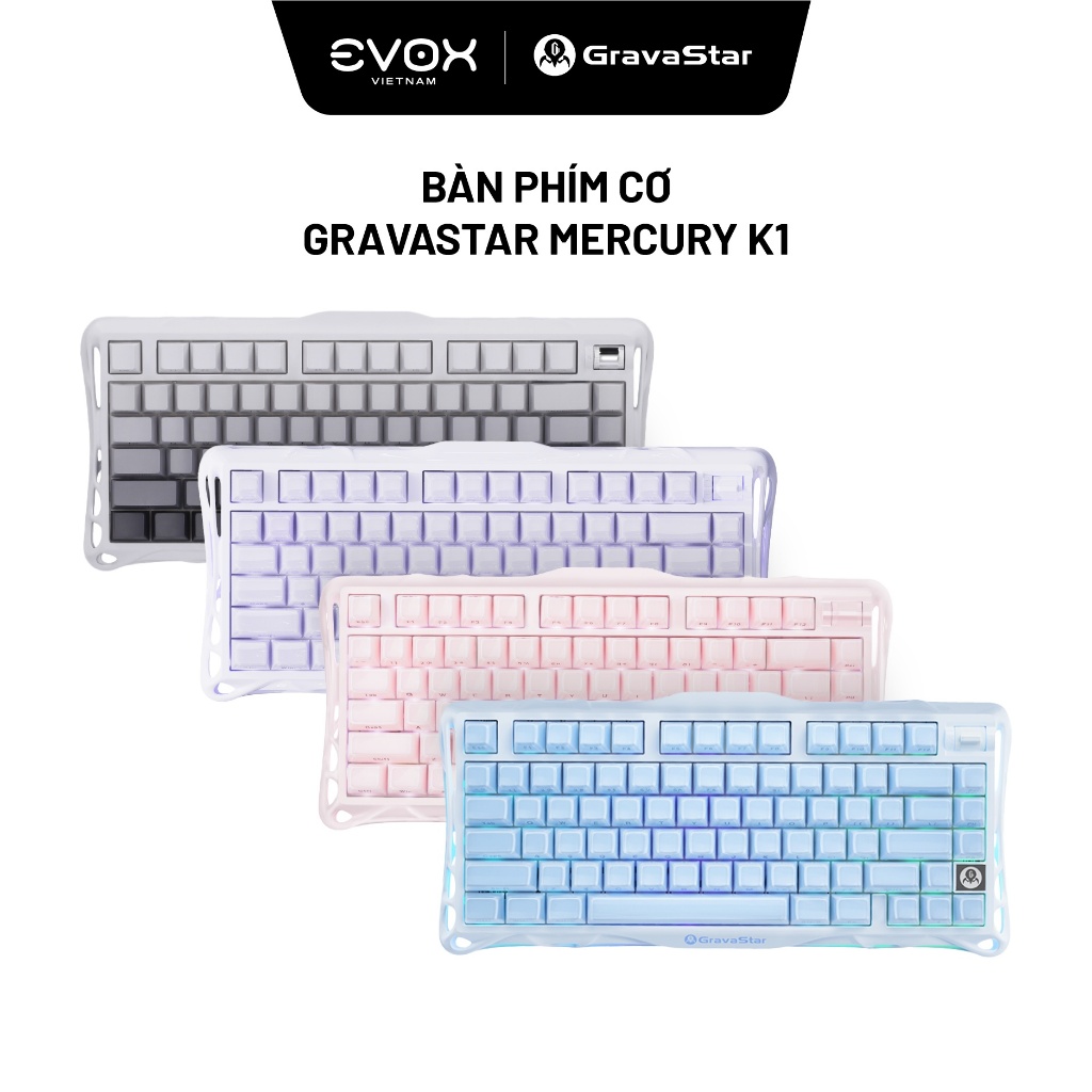 Bàn phím Gaming Mercury Gravastar K1 - Hàng chính hãng, 3 modes kết nối, đèn LED RGB