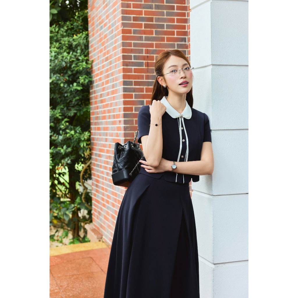 (Little Women) Áo cộc tằm xước phối cổ trắng nơ rời, chất liệu mềm mát, form basic thanh lịch Calie ACC621 | BigBuy360 - bigbuy360.vn