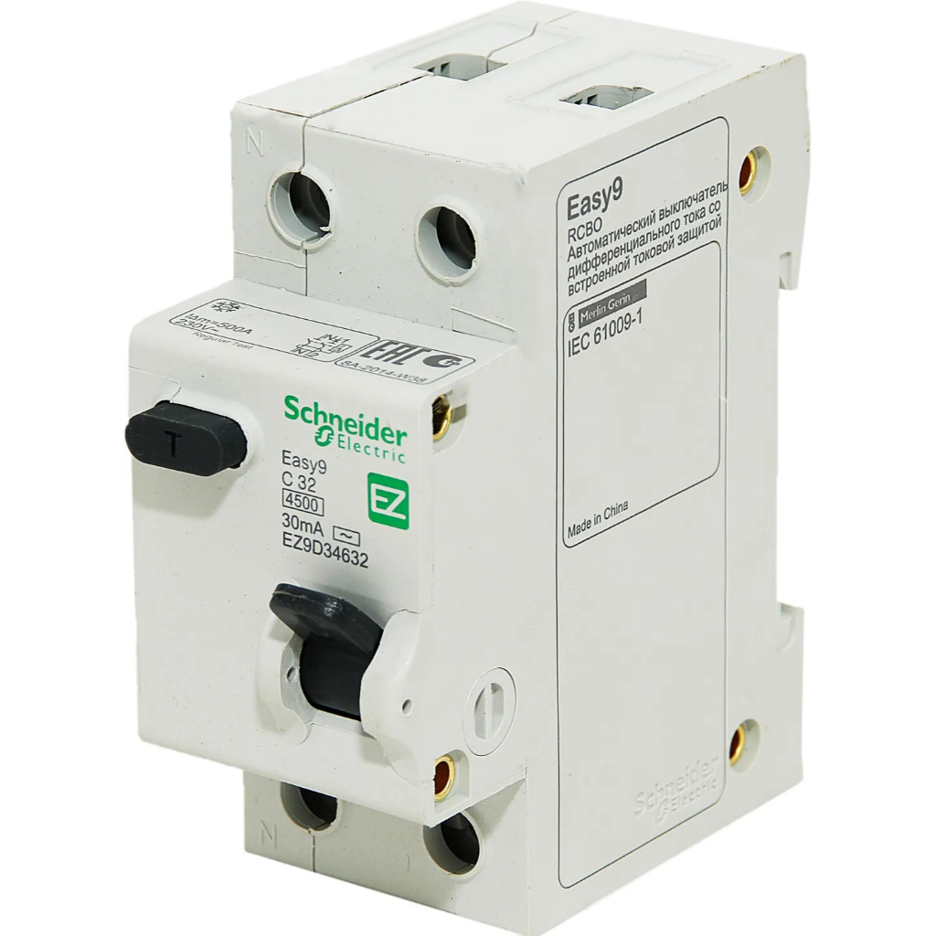 Cầu dao chống dòng rò Easy9 RCBO Schneider EZ9D34610 EZ9D34620 EZ9D34632 30mA 4,5kA