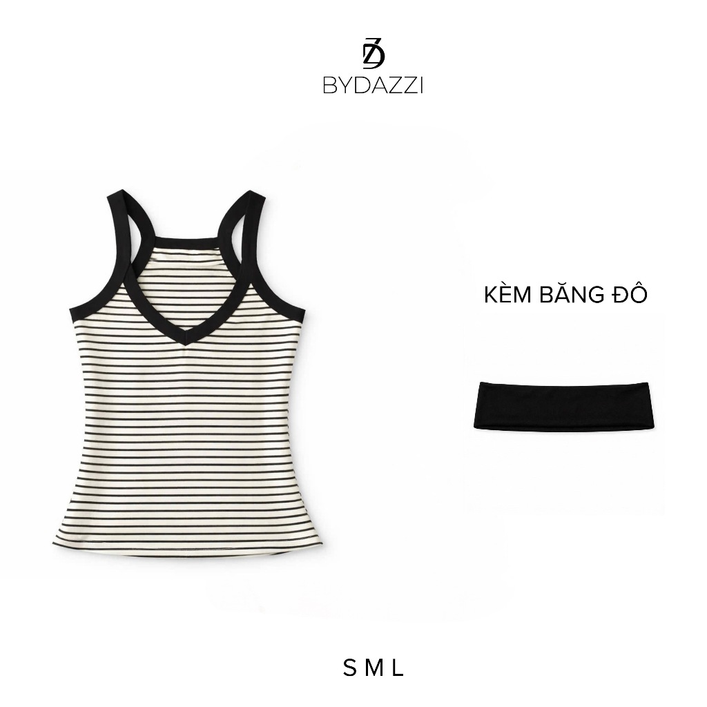 [TẶNG BĂNG ĐÔ] Áo hai dây nữ cổ tim thiết kế sọc ôm dáng chất cotton trẻ trung năng động DAZZI Women A080 | BigBuy360 - bigbuy360.vn