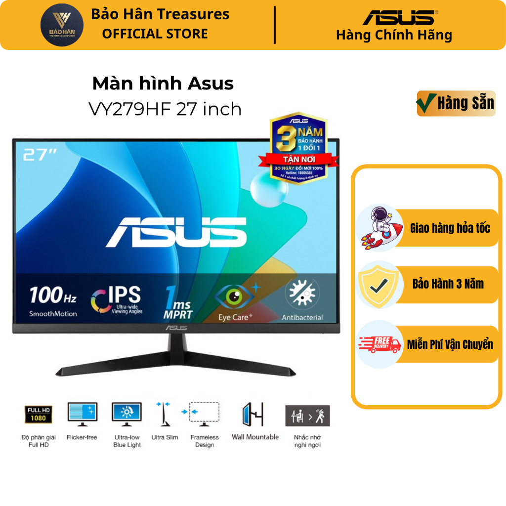 Màn hình LCD Asus VY279HF 27 inch (1920 x 1080/ IPS/ 100Hz/ 1ms (MPRT)) - Hàng Chính Hãng