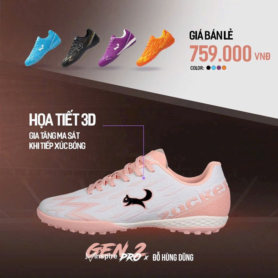 [HOT] TĂNG 1 SIZE Giày Đá Bóng Zocker Inspire Pro Gen 2 – Bám Sân, Ôm Chân