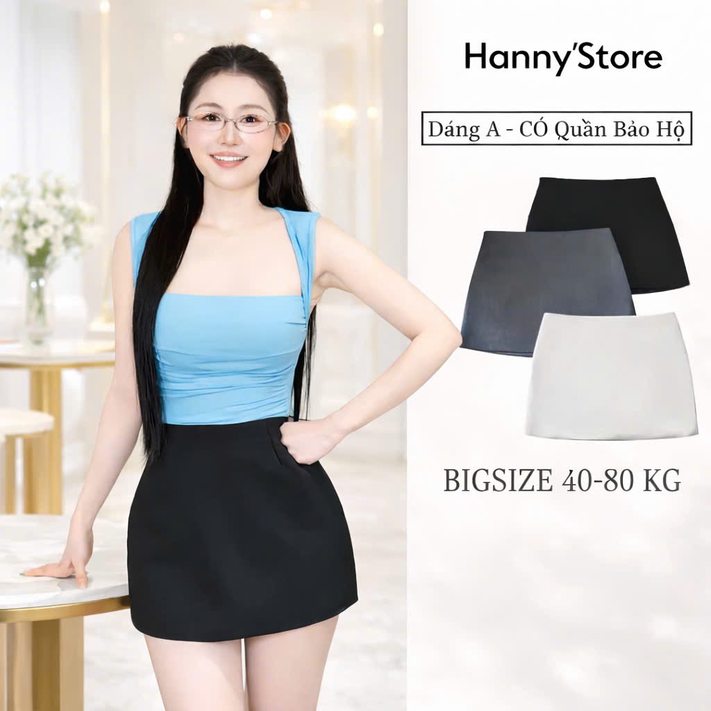 (CV999) Chân váy ngắn fom đứng chữ A kéo khoá sau, váy bigsize chất hàn dày dặn trẻ trung năng động 