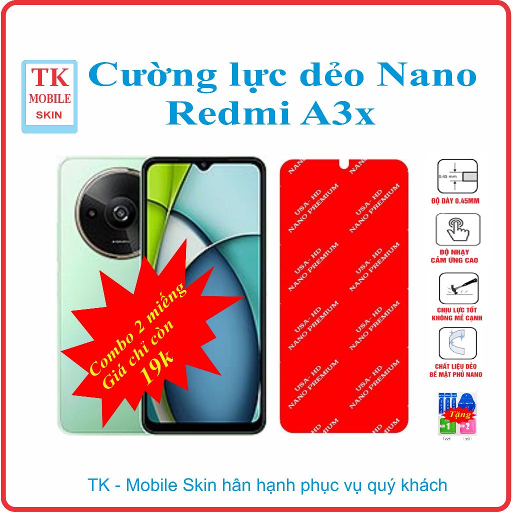 Cường lực dẻo bảo vệ màn hình điện thoại Xiaomi Redmi A3x