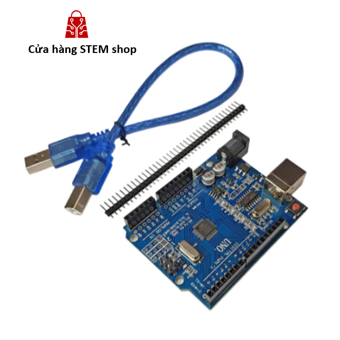 Arduino UNO R3 CH340 Chip Dán – Kit Vi Điều Khiển Kèm Cáp USB 30cm, Tương Thích Arduino IDE Cho Học 