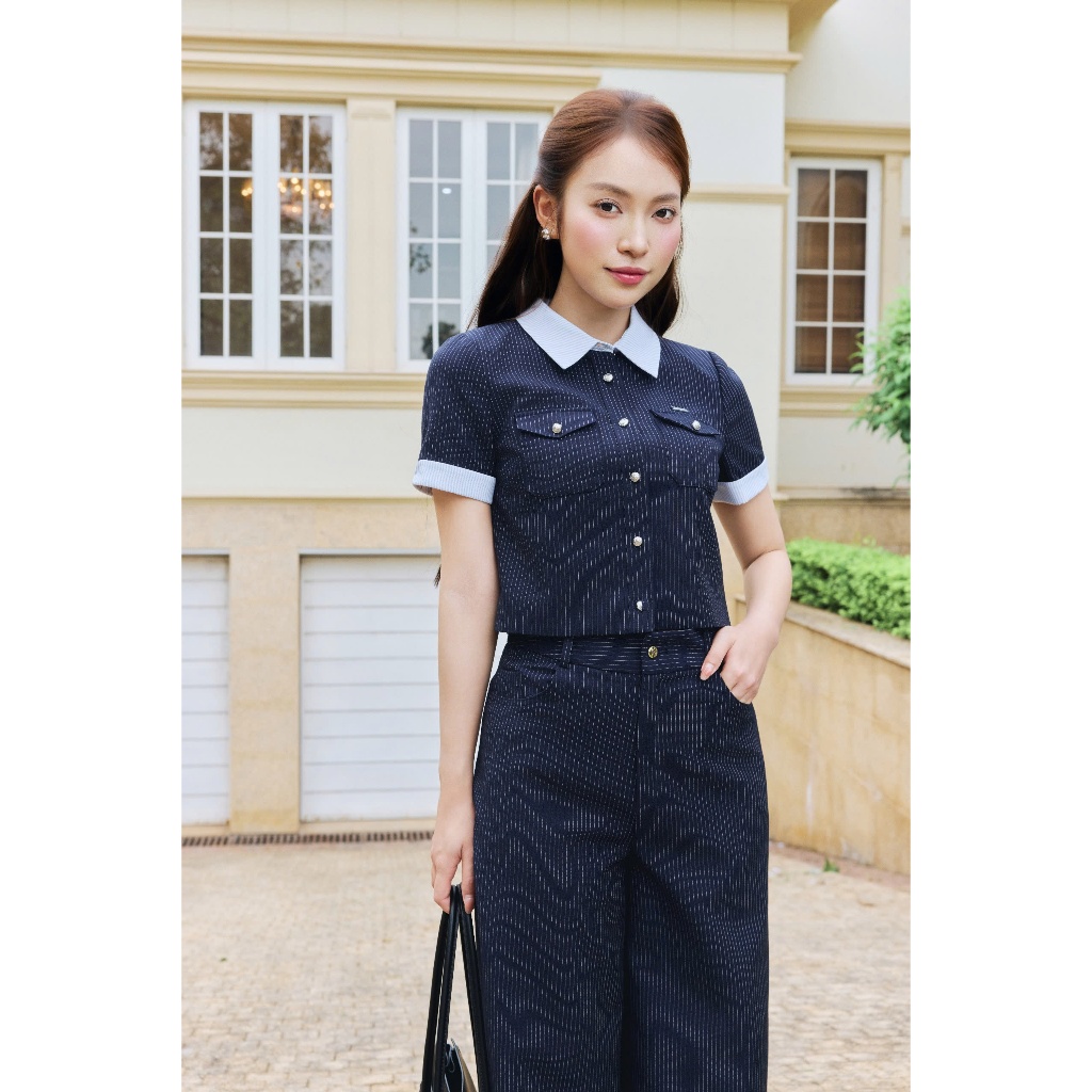 (Little Women) Quần suông tuýt sy kẻ, form basic, thanh lịch, tôn dáng thời trang thiết kế Calie QX076 | BigBuy360 - bigbuy360.vn