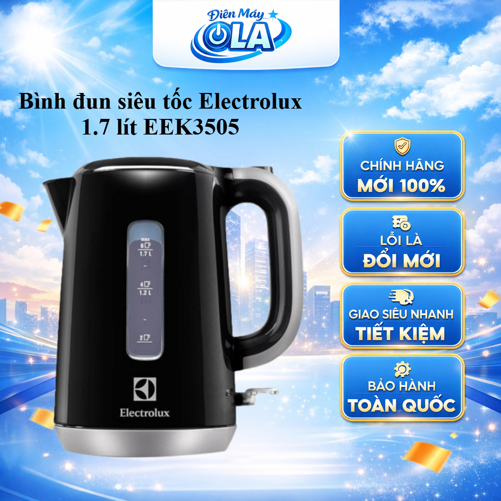 Bình đun siêu tốc Electrolux 1.7 lít EEK3505 - BẢO HÀNH CHÍNH HÃNG - GIAO TOÀN QUỐC