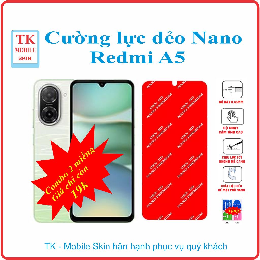 Cường lực dẻo bảo vệ màn hình điện thoại Xiaomi Redmi A5