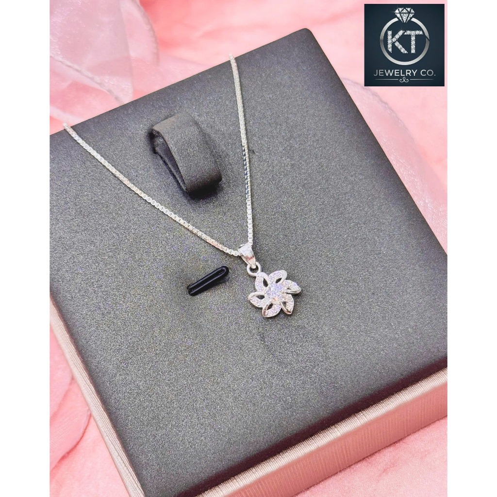 🌸 DÂY CHUYỀN BẠC S925 (MD4) MẶT HOA Ý LAN ĐÍNH ĐÁ TÌNH KHÔI - KT JEWELRY CO.