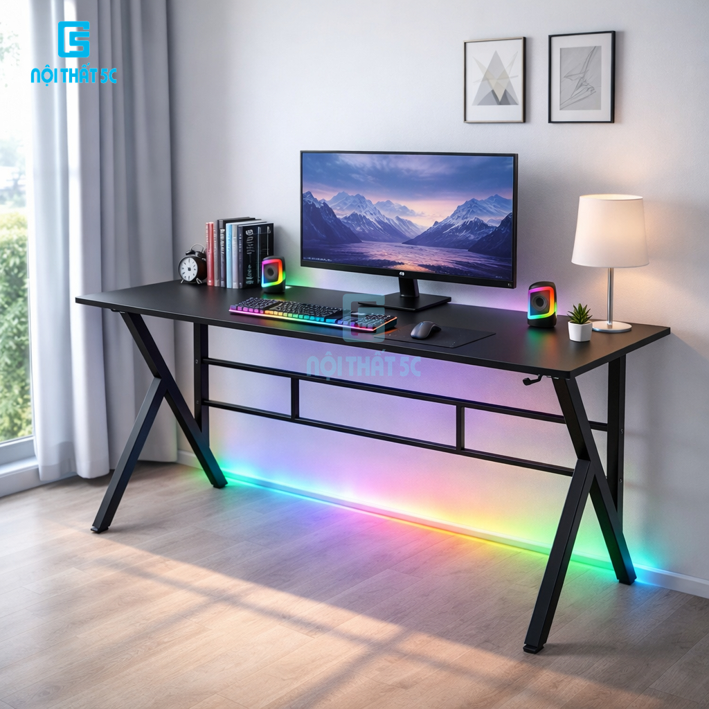 Bàn gaming K Speed Nội Thất 5C chân sắt hộp 4x4cm, mặt bàn gỗ công nghiệp mdf, bàn làm việc học tập 