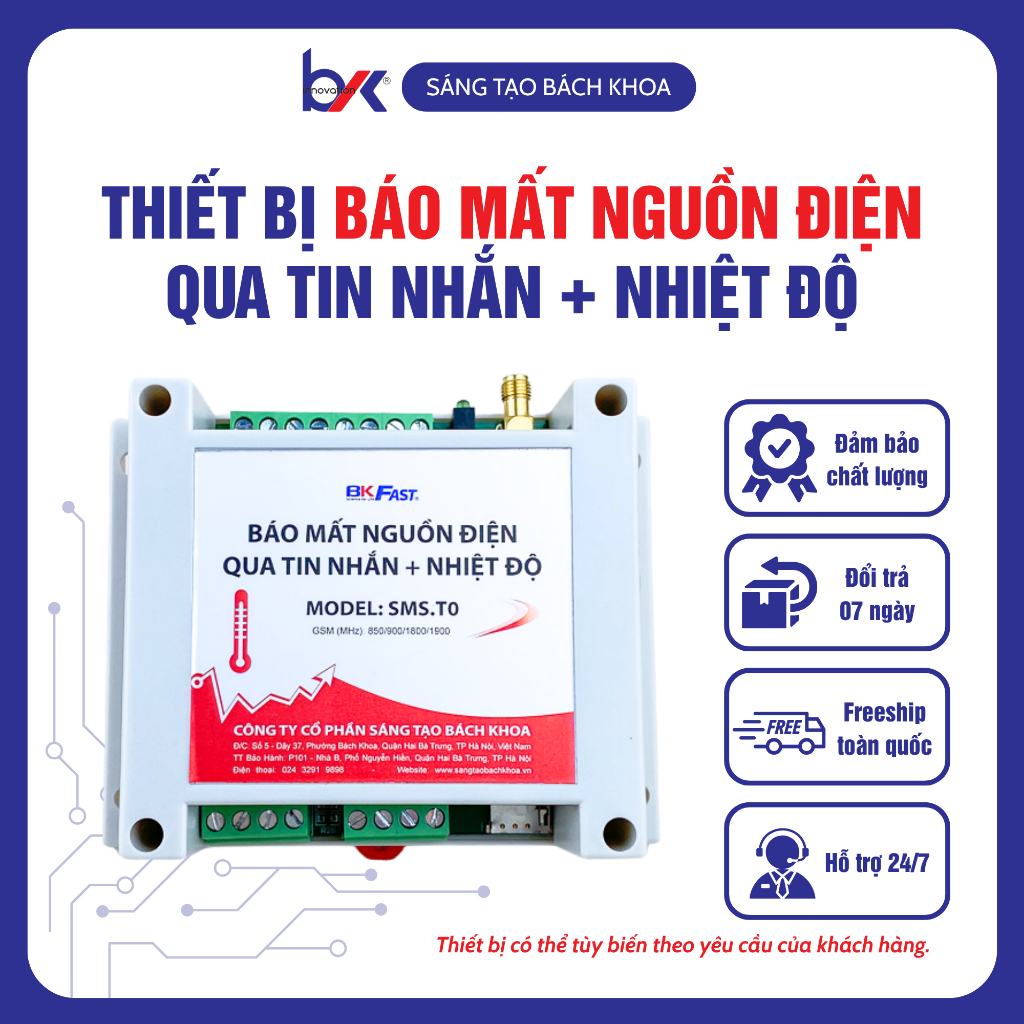 Thiết Bị Báo Mất Điện Qua Tin Nhắn + Nhiệt độ BKFast -  Cảnh báo mất điện lưới 220VAC qua tin nhắn. 