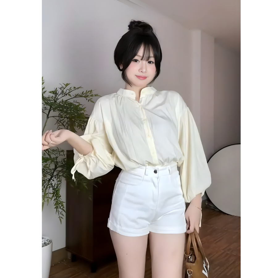 [TOP BÁN CHẠY ] Quần jean nữ ngắn SARAMIA, quần short nữ cạp cao ống xắn gấu dáng chữ A màu trắng đen vải bò S13 | BigBuy360 - bigbuy360.vn