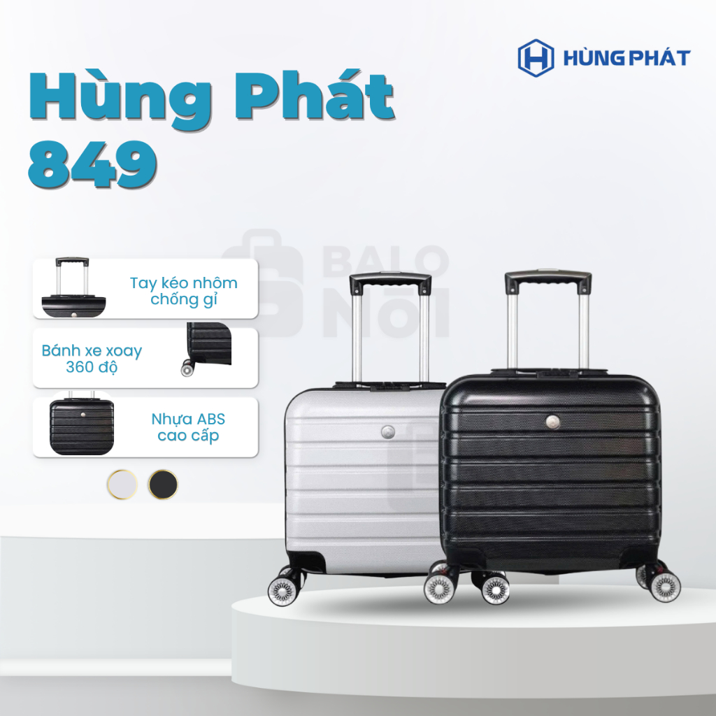 [HÙNG PHÁT] vali Nhựa ABS Phủ PC 849 Hùng Phát Size 16 Thiết Kế Đơn Giản, Nhỏ Gọn