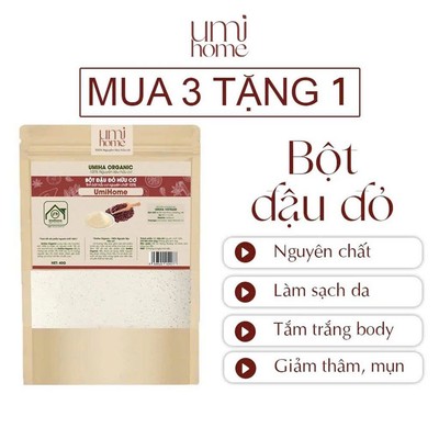 Bột Đậu Đỏ hữu cơ UMIHOME nguyên chất 40g dùng dưỡng trắng toàn thân, đắp mặt nạ giúp trắng da