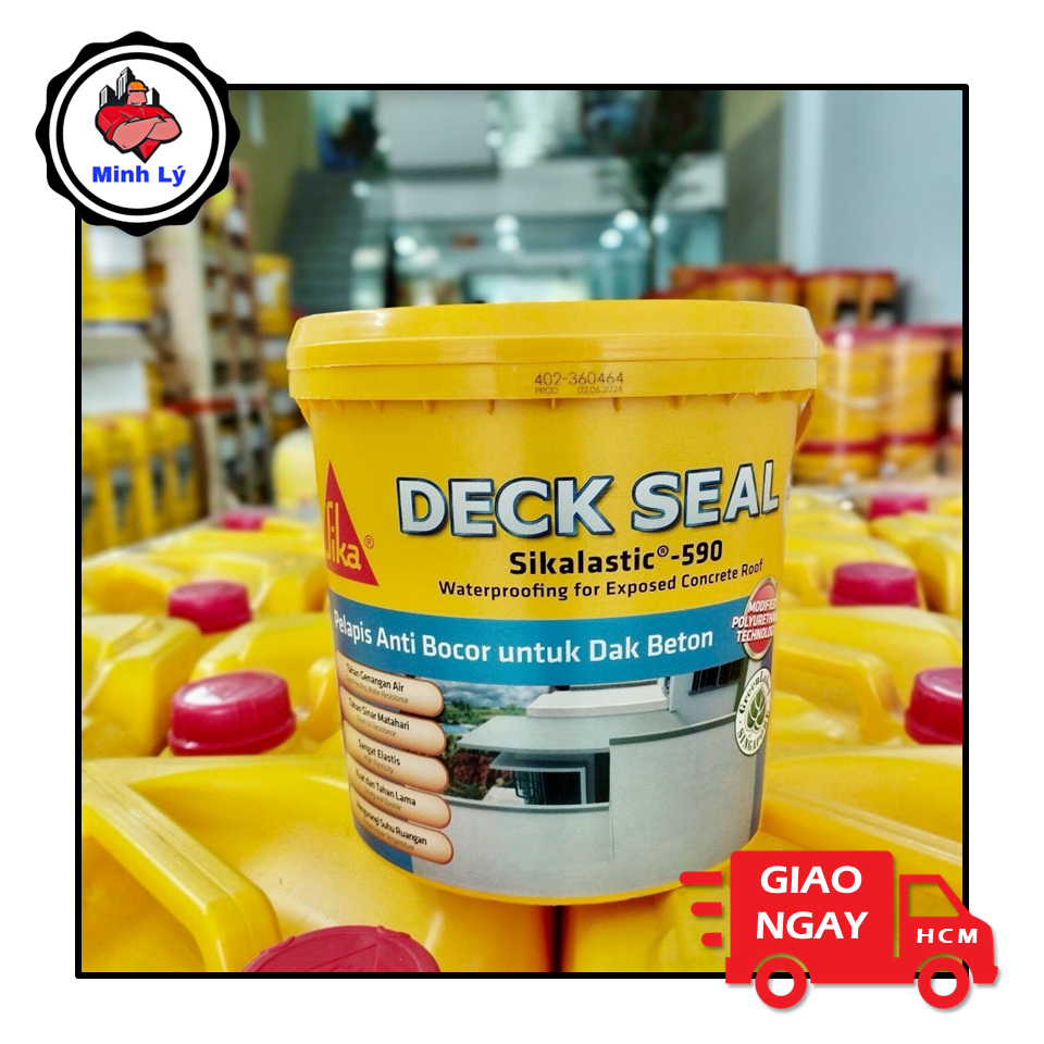 [Hỏa Tốc] Thùng 4kg Sikalastic 590 Deck Seal Chống Thấm Sân Thượng Không Đục Gạch Siêu Đàn Hồi Sika