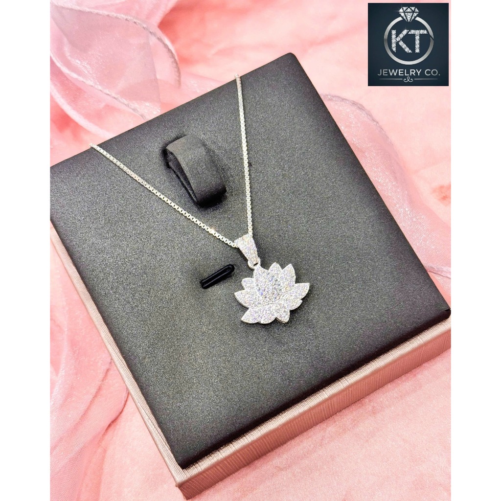 DÂY CHUYỀN BẠC S925 (MD6) MẶT HOA SEN ĐÍNH ĐÁ TOÀN DIỆN - KT JEWELRY CO.