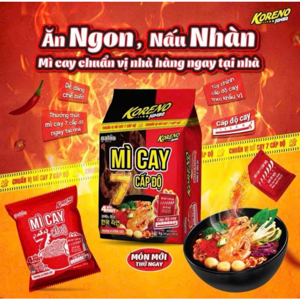 Combo 20 gói mì cay 7 cấp độ KORENO JUMBO