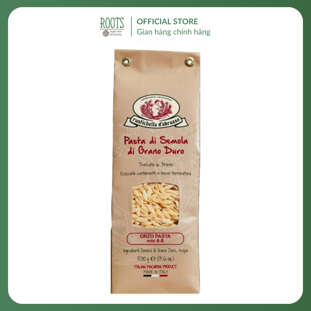 (Ship hỏa tốc) RUSTICHELLA D'ABRUZZO - Nui Hạt Gạo, Durum Wheat Semolina Pasta, Orzo Pasta, 17.6 oz 
