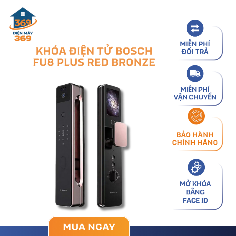 Khóa Điện Tử Bosch FU8 PLUS Red Bronze – Tay Nắm Ẩn Độc Đáo – Đa Dạng Phương Thức Mở Khóa – SMC
