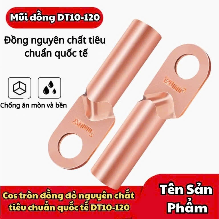 Đầu cos tròn Đồng Đỏ nguyên chất tiêu chuẩn quốc tế DT50 - 120
