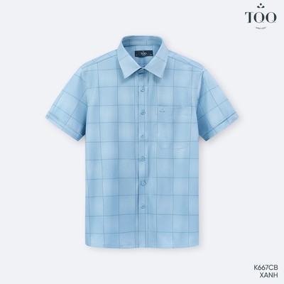 Áo Sơ Mi Ngắn Tay TQQ Dáng Slimfit Công Sở Mềm Mịn Thoáng Mát K667CB Vạt Ngang Có Túi Ngực