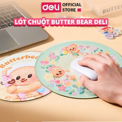 Lót chuột Deli Bàn Di Chuột Hình Tròn Dễ Thương Cute Có Đệm Tay Dùng Cho Máy Tính Laptop