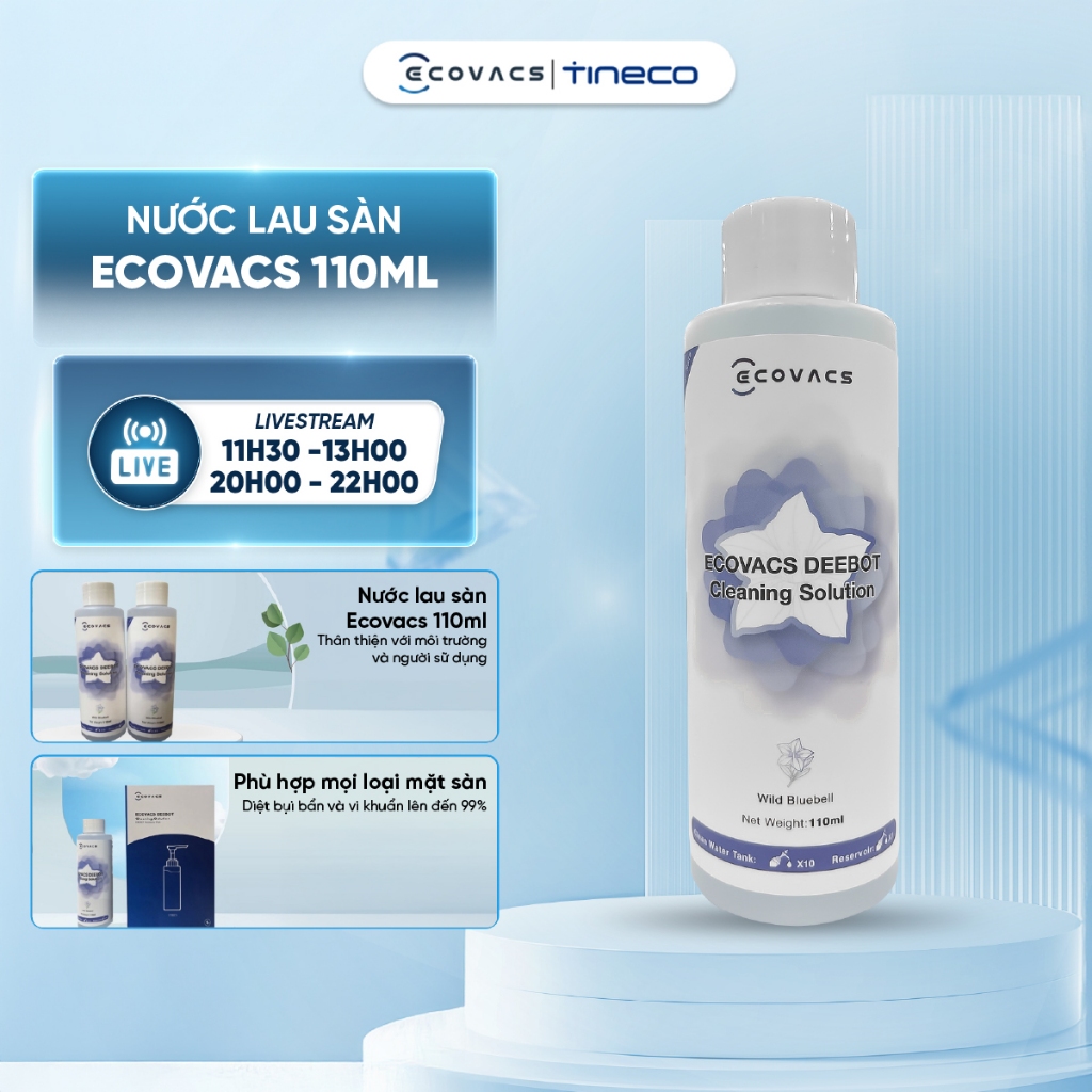 Nước lau sàn Ecovacs 110ml Chính Hãng, Chuyên dụng cho Robot hút bụi lau nhà