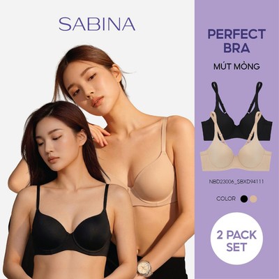 Combo 2 Áo Lót Có Gọng Mút Mỏng Bản Dây Áo Lớn Phù Hợp Người Ngực To Màu Trơn Perfect Bra by Sabina NBD23006 (SBXD94111)