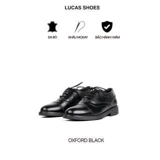 Giày tây nam Oxford Black Lucas Shoes, da bò cao cấp, khâu đế bảo hành 1 năm (Oxford 02 Lucas Black)