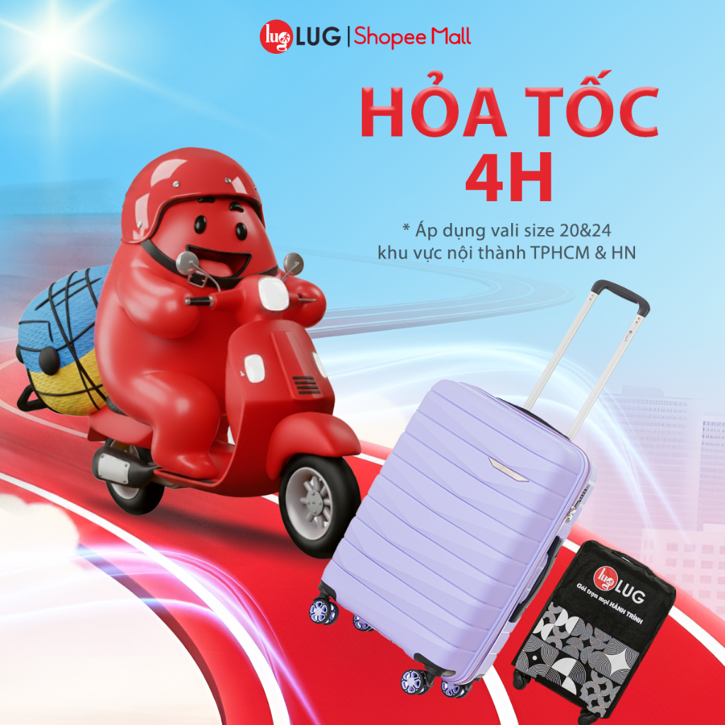 [HỎA TỐC SIZE 20,24 HCM & HN] Vali Kéo LUG Lusetti MP027 Size 20, Size 24 Nhựa PP Chống Bể Vỡ - Khóa