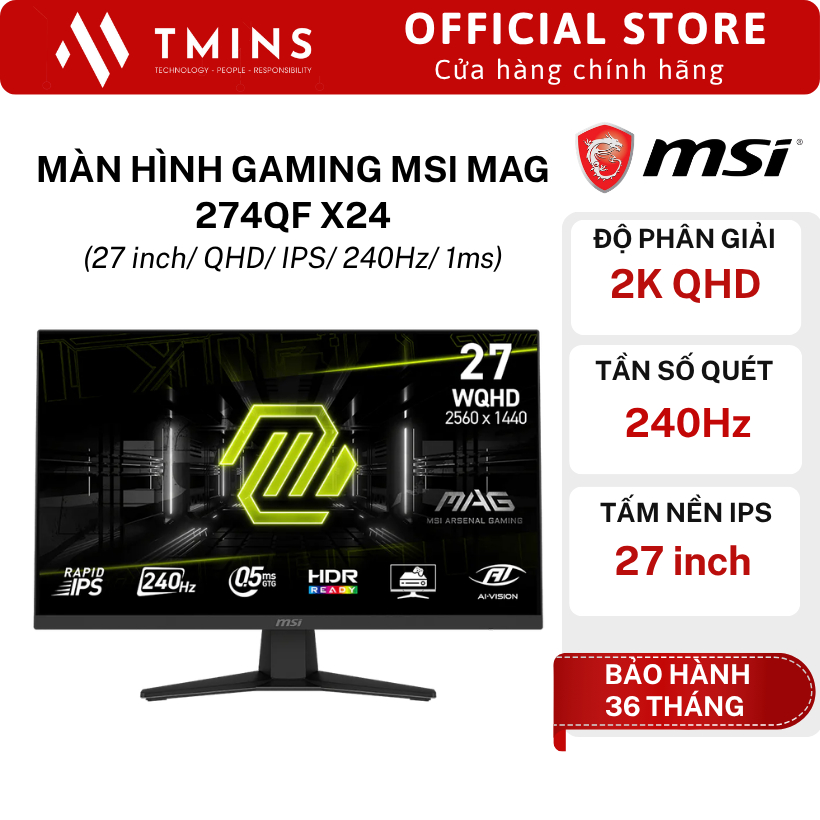 Màn hình Gaming MSI MAG 274QF X24 (27 inch/ WQHD/ IPS/ 240Hz/ 1ms) - Hàng chính hãng