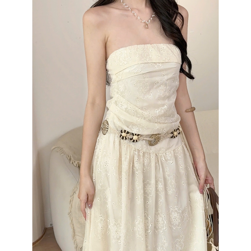 Váy ren dáng dài lót lụa kèm đai Dress VD25 Jeace studio Byjolievn