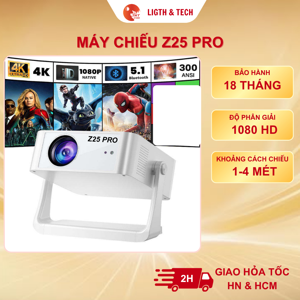 Máy chiếu Z25 PRO THT SHOP [ TẶNG USB CẢNH 64GB] máy chiếu xem phim nghe nhạc bay phòng có giá đỡ tự