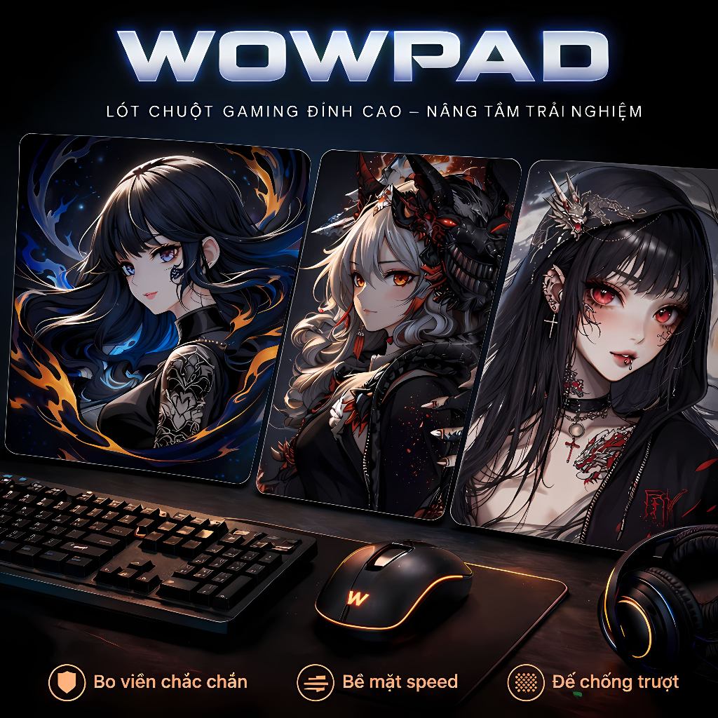 Lót chuột Gaming FPS Gaming Girl kích thước 40x45|40x35|30x35cm dày 3mm siêu chất, bề mặt speed