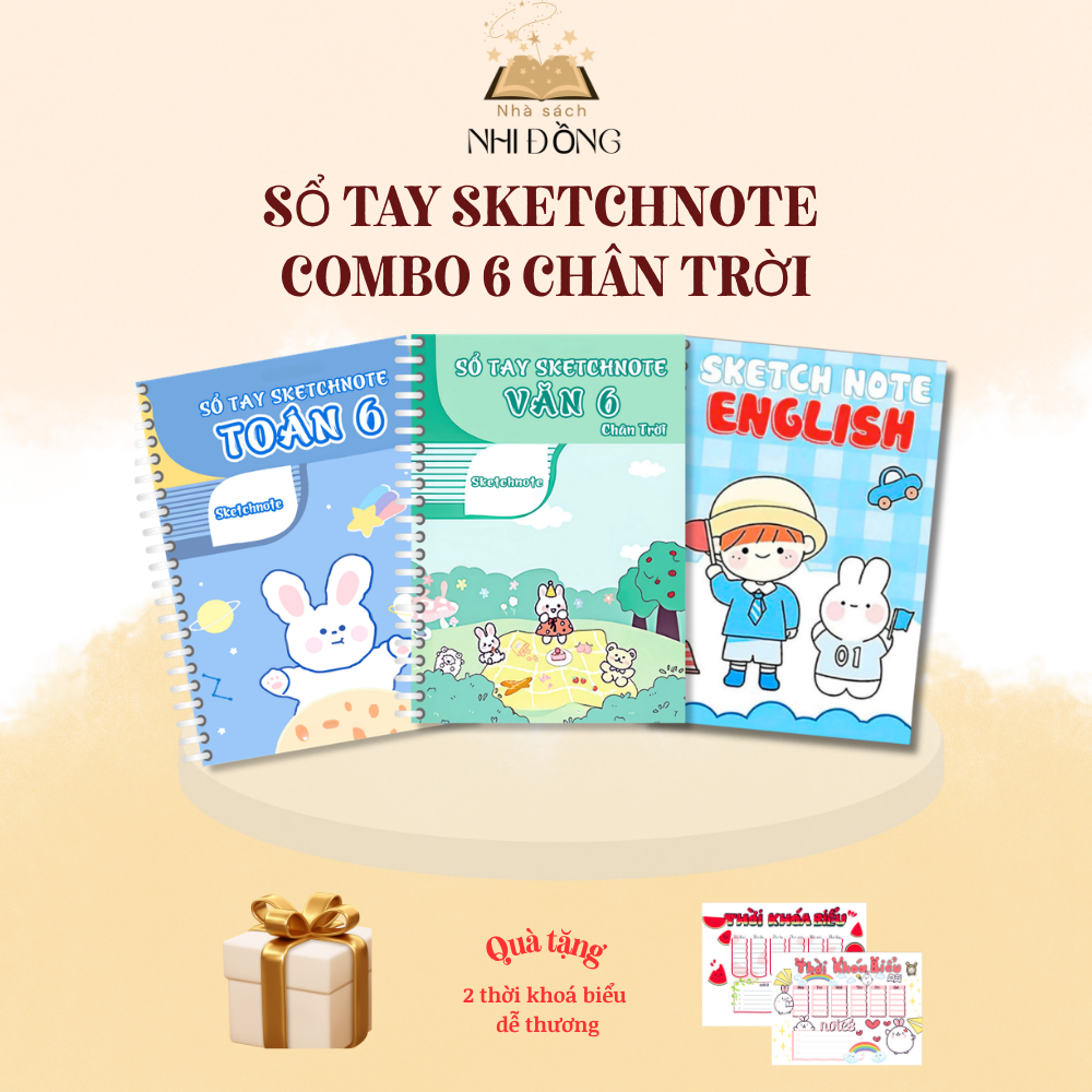 Combo Sổ Tay Lớp 6 SketchNote Toán Văn Anh - Bộ Kết Nối, Cánh Diều, Chân Trời Sáng Tạo