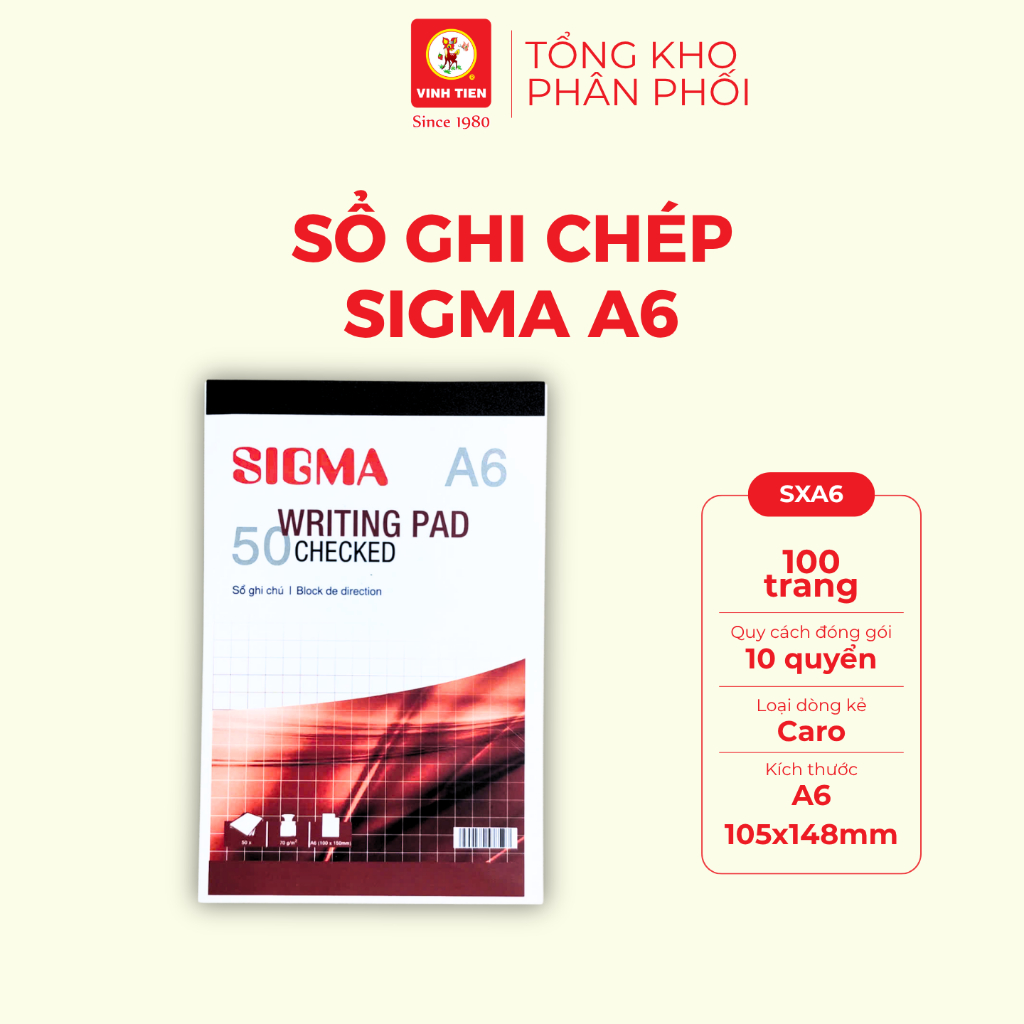 Combo 10 quyển sổ ghi chú SIGMA A6 100 trang - SXA6